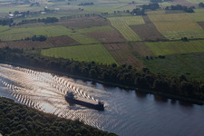 Oncoming traffic on the Kiel Canal in Kudensee in the state Schleswig Holstein, Germany