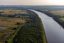 Ferry across the Kiel Canal in Burg in the state Schleswig Holstein, Germany