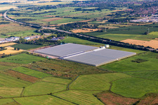 Glass roof surfaces in the greenhouse for vegetable growing ranks of Vitarom frischgemuese GmbH in Hemmingstedt in the state Schleswig-Holstein, Germany