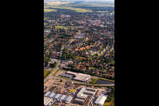 Aerial view of City view on down town in Heide in the state Schleswig-Holstein, Germany