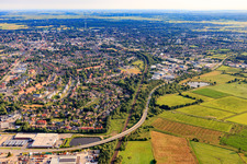 Aerial view of City view from the south in Heide in the state Schleswig Holstein, Germany