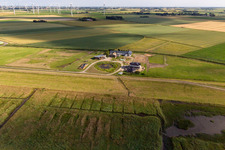 Aerial view of Schäperweg in Wesselburenerkoog in the state Schleswig Holstein, Germany