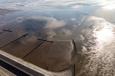 North Sea coast mudflats at the mouth of the Eider in Tönning in the state Schleswig Holstein, Germany