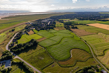 Aerial view of Camping Silbermöwe in the district Böhl-Süderhöft in Sankt Peter-Ording in the state Schleswig Holstein, Germany