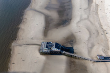 Swimming area Ording with Cafe Ohana Bar in the district Ording in Sankt Peter-Ording in the state Schleswig Holstein, Germany