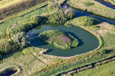 Structures of a salt marsh landscape in Tating in the state Schleswig-Holstein, Germany