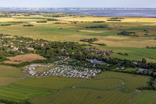 Aerial view of MeerGrün campsite in the district Süderdeich in Tating in the state Schleswig Holstein, Germany