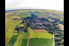From the east in the district Osterende in Tating in the state Schleswig Holstein, Germany