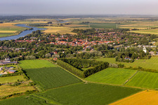 City view on the Treene from the west in Friedrichstadt in the state Schleswig Holstein, Germany