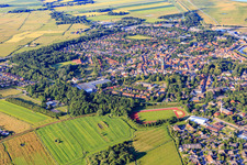 Aerial view of City overview from the southwest in Tönning in the state Schleswig Holstein, Germany