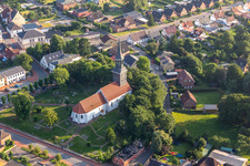 Church building and cimetery in the village of in Lunden in the state Schleswig-Holstein, Germany