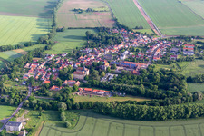 Village view on the edge of agricultural fields and land in Friedrichswerth in the state Thuringia, Germany
