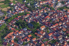 Oblique view of Town View of the streets and houses of the residential areas in Seebergen in the state Thuringia, Germany