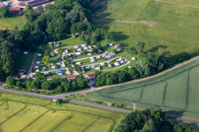 Camping with caravans and tents in Muehlberg in the state Thuringia, Germany