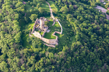 Ruins and remains of the walls of the former castle and fortress Mühlburg in the district Mühlberg in Drei Gleichen in the state Thuringia, Germany