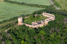Gleichen Castle in the district Wandersleben in Drei Gleichen in the state Thuringia, Germany from above