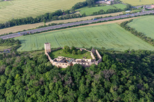 Gleichen Castle in the district Wandersleben in Drei Gleichen in the state Thuringia, Germany seen from above