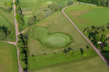Aerial photograpy of Grounds of the Golf course at " Drei Gleichen Muehlberg e.V. " in Muehlberg in the state Thuringia, Germany
