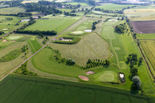 Grounds of the Golf course at " Drei Gleichen Muehlberg e.V. " in Muehlberg in the state Thuringia, Germany from the plane