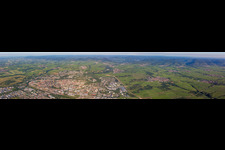 Panoramic perspective City area with outside districts and inner city area in Landau in der Pfalz in the state Rhineland-Palatinate, Germany