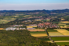 Village - view on the edge of agricultural fields and farmland in Rohrbach in the state Rhineland-Palatinate, Germany