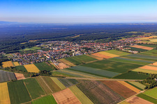 City overview from the northeast, beyond the A65 motorway in Kandel in the state Rhineland-Palatinate, Germany