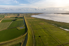 Riparian areas along the river mouth of Eiof in die Nordsee in Wesselburenerkoog in the state Schleswig-Holstein, Germany