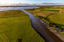 Oblique view of Dithmarscher Eider Foreland in Wesselburenerkoog in the state Schleswig Holstein, Germany