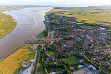City view on the Eider from the east in Tönning in the state Schleswig Holstein, Germany