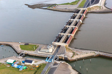 Shipping lock at the Eider Barrage in Tönning in the state Schleswig Holstein, Germany