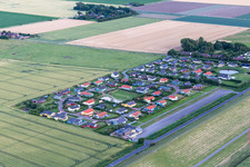 Oblique view of Holiday home settlement and camping Wesselburenerkoog in Wesselburenerkoog in the state Schleswig Holstein, Germany