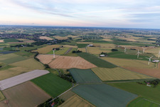 Wind turbines around Wesselburen in Süderdeich in the state Schleswig Holstein, Germany