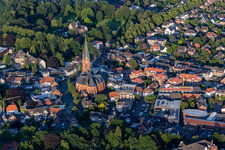 Aerial view of St. Gudula Church in Rhede in the state North Rhine-Westphalia, Germany