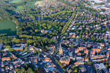 Church of St. Gudula and castle park of house Rhede in the district Altrhede in Rhede in the state North Rhine-Westphalia, Germany