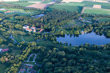 Riparian areas on the recreational lake area Proebstingsee in Hoxfeld in the state North Rhine-Westphalia, Germany