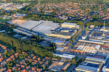 Industrial area at the train station with Irisette GmbH & Co. KG, Vesuvius GmbH and BIERBAUM UNTERNEHMENSGRUPPE GMBH in Borken in the state North Rhine-Westphalia, Germany