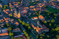 Aerial view of Chateauform Sportschloss Velen and Church of St. Peter and Paul in Velen in the state North Rhine-Westphalia, Germany