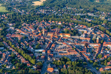 Town View of the streets and houses of the residential areas in Coesfeld in the state North Rhine-Westphalia, Germany