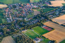 Construction site for the new construction of an artificial turf at the sports facilities Am Friedhof in Lavesum in the state North Rhine-Westphalia, Germany