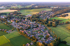 Town View of the streets and houses of the residential areas in Reken in the state North Rhine-Westphalia, Germany