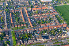 Aerial view of Olivier van Noorstraat in Enschede in the state Overijssel, Netherlands