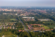 Aerial view of Gronaustraat in Enschede in the state Overijssel, Netherlands