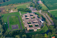Aerial view of Prison grounds and high security fence Prison in Rekken in Gelderland, Netherlands