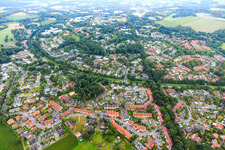 View from the northeast with Wittenberger Damm in the district Barkenberg in Dorsten in the state North Rhine-Westphalia, Germany