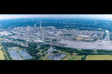 Aerial view of Building and production halls on the premises of the chemical manufacturers Chemiepark Marl on Paul-Baumann Strasse in Marl in the state North Rhine-Westphalia, Germany