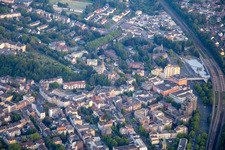 Aerial view of Steeler Platz and train station in the district Steele in Essen in the state North Rhine-Westphalia, Germany