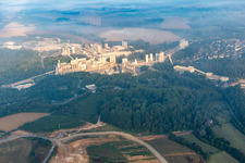 Rütkausen opencast mine of the Lhoist Rheinkalk plant in Flandersbach in Wülfrath in the state North Rhine-Westphalia, Germany out of the air