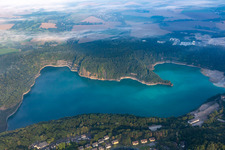 Flooded opencast mine of the Lhoist Rheinkalk plant in Flandersbach in Wülfrath in the state North Rhine-Westphalia, Germany