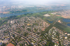Aerial view of At the mouth of the Wupper in the district Rheindorf in Leverkusen in the state North Rhine-Westphalia, Germany