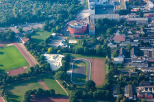 Ensemble of sports grounds Bezirkssportanlage Weidenpesch, Fuehrungs- and Schulungszentrum of Berufsfeuerwehr Koeln in the district Weidenpesch in Cologne in the state North Rhine-Westphalia, Germany